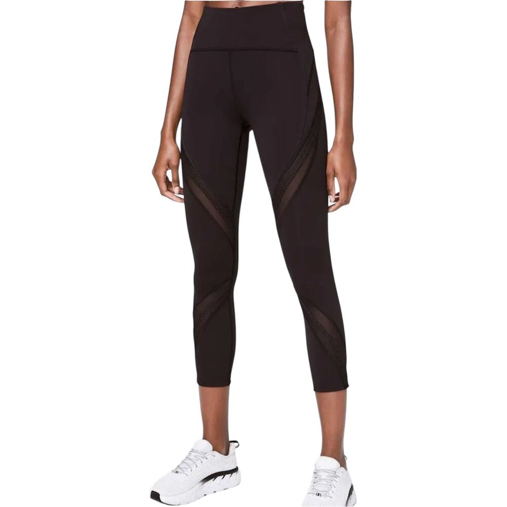 Lululemon Bootcamp Ready Tight 25" Mesh Everlux High Rise Wicking Pocket Black 6